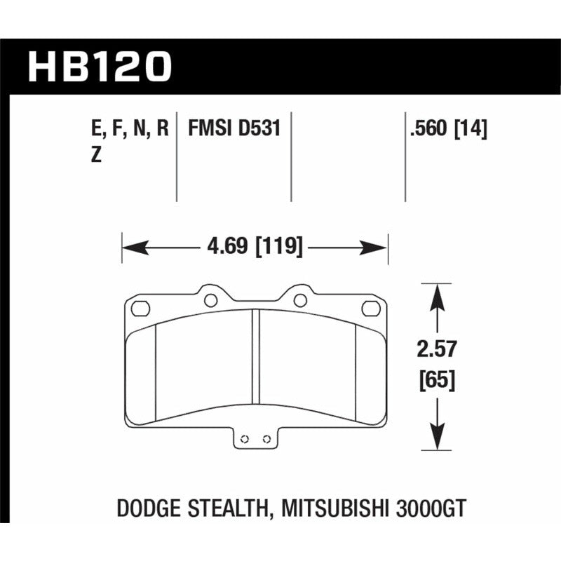 Hawk Mitsubishi 3000 GT VR4/ Dodge Stealth R/T 4WD HPS Street Front Brake Pads